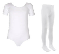 Leotardo Manga Corta Seamless + Malla Nylon Ballet Gimnasia