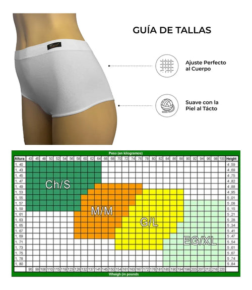 Pantaleta Ropa Interior Mujer Fibra Algodón Moldea Figura