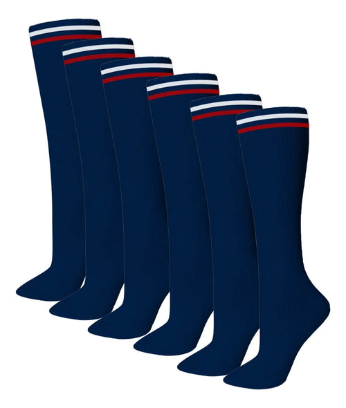 Calceta Escolar Camila Bicolor Rayada Larga