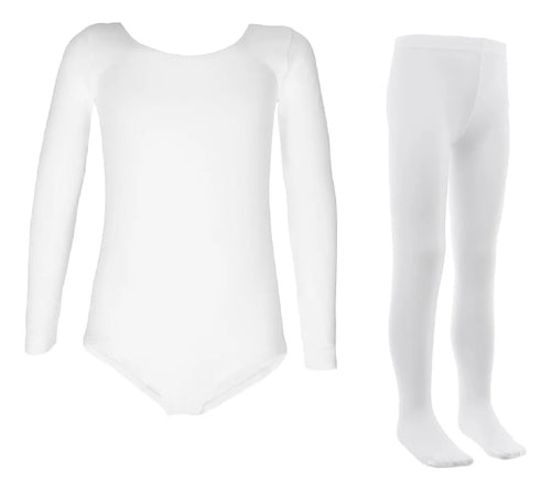 Leotardo Manga Larga Seamless - 2 conjuntos - Con Malla Nylon Ballet Gimnasia by Don Calcetín