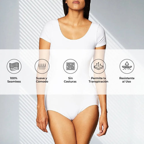 Leotardo Manga Corta Mujer Suave Sin Costuras Danza Vestir