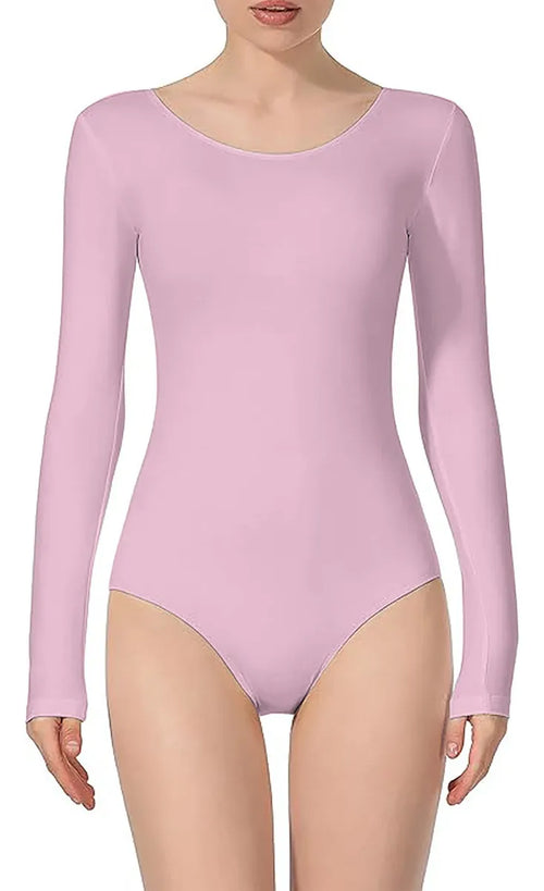 Leotardo Manga Larga Mujer Suave Seamless Danza Vestir