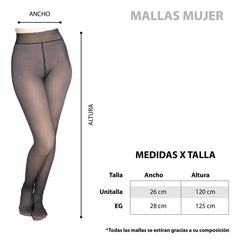 Malla Media Térmica Traslucida Varios Diseños Mujer Forro Polar Afelpado