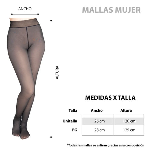 Malla Media Térmica Traslucida Varios Diseños Mujer Forro Polar Afelpado