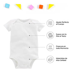 Pañalero Mameluco Bebé Manga Corta Algodón Suave 3pzs