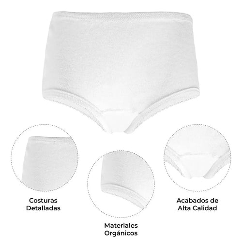 Calzón Pantaleta Niña Blanco Algodón Suave Alta Calidad 6pzs