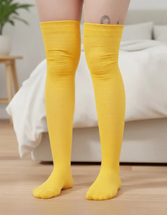 Calceta Larga Medieta Lisa Amarillo