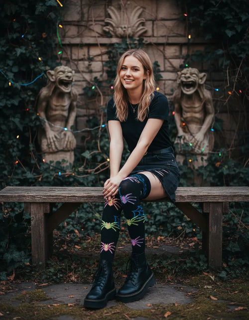 Calceta Larga Medieta Araña Colores