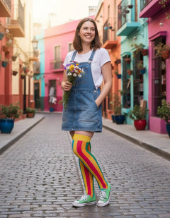 Calceta Larga Medieta Arcoiris Mujer