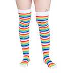 Calceta Larga Medieta Rayada Multicolor Blanco