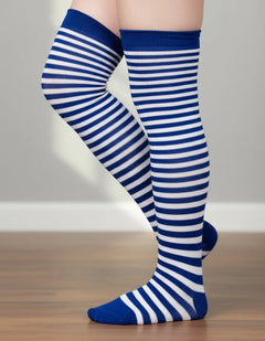 Calceta Larga Medieta Rayada Azul