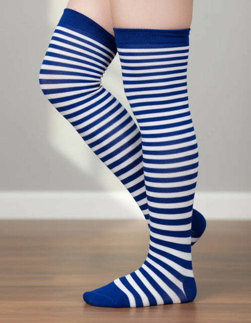 Calceta Larga Medieta Rayada Azul