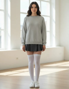 Calceta Larga Medieta Lisa Blanco