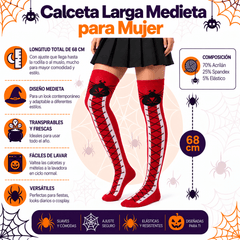Calceta Larga Medieta Araña Rojo - Don Calcetín