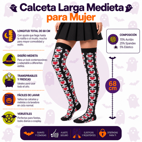 Calceta Larga Medieta Corazon Rojo - Don Calcetín