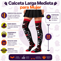 Calceta Larga Medieta Corazones Rojos Blancos - Don Calcetín