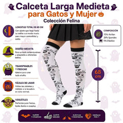 Calceta Larga Medieta Gatos Huella - Don Calcetín