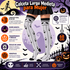 Calceta Larga Medieta Jack Arañas Blanco - Don Calcetín