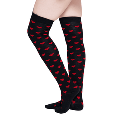 Calcetas Largas Corazones - Negro Para Mujer - Don Calcetín