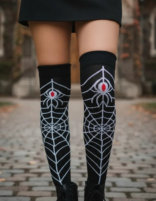 Calcetas Largas Halloween - Diseño Telaraña Terroríficamente Divertido - Don Calcetín