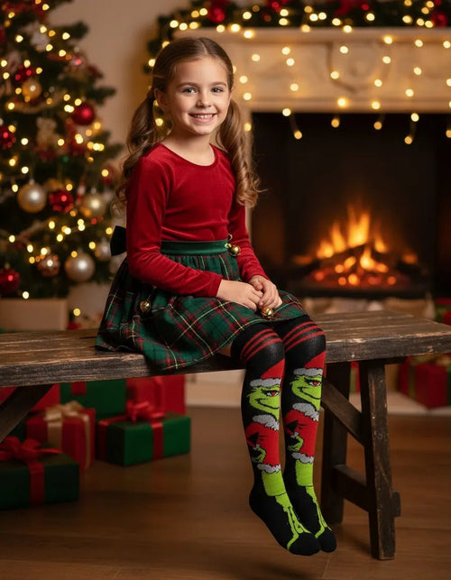 Calcetas Navideñas Largas Niña - Diseños Grinch y Santa - Don Calcetín