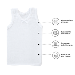 Camiseta Blanca Tirante Grueso Algodón Niña