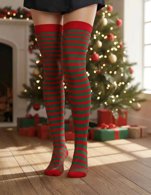 Calcetas Largas y Mangas Navideñas - Rayadas Caramelo