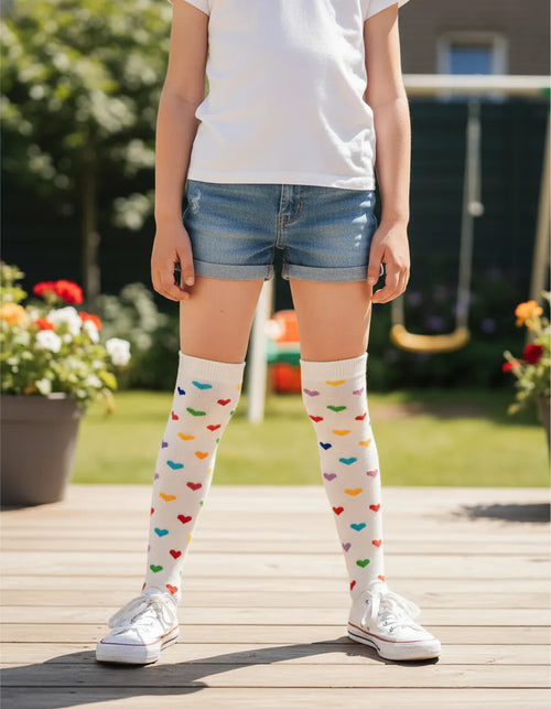 Calceta Larga Medieta Corazones Niña