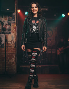 Calceta Larga Medieta Craneo Rosas