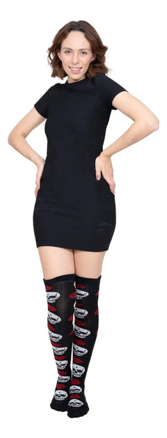 Calceta Larga Medieta Craneo Rosas