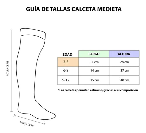 Calceta Larga Medieta Rayada Naranja Niña