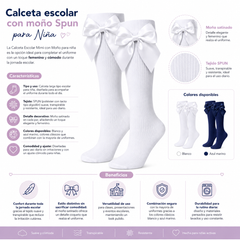 Calceta Escolar Con Moño Spun Niña 6 Pares by Don Calcetín