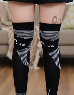 Calceta Larga Medieta Gatos Rayas