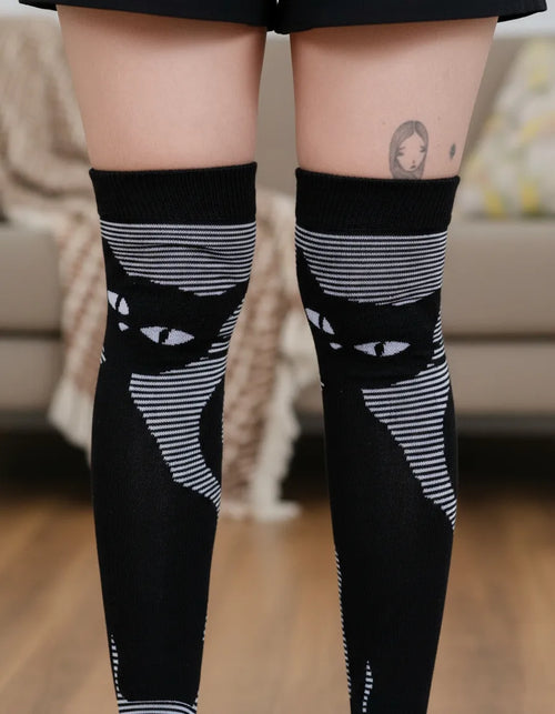 Calceta Larga Medieta Gatos Rayas