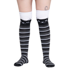 Calceta Larga Medieta Gatos Rayas B/N