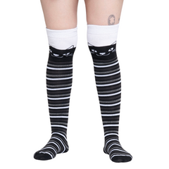 Calceta Larga Medieta Gatos Rayas B/N