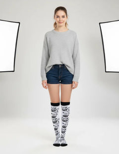 Calceta Larga Medieta Gatos Huella