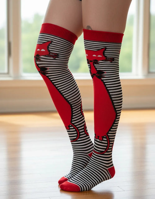 Calceta Larga Medieta Gato Rojo