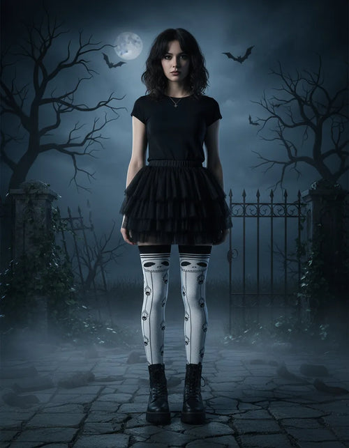 Calceta Larga Medieta Jack Arañas Blanco