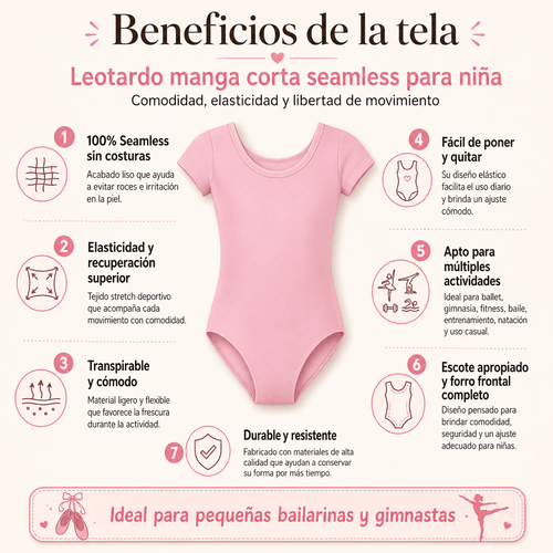 Leotardo Manga Corta Seamless Niña - Don Calcetín