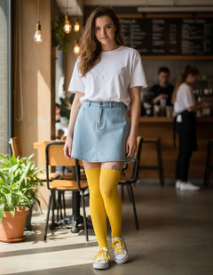 Calceta Larga Medieta Lisa Amarillo