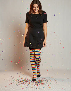 Malla Media Rayada Multicolor Mujer