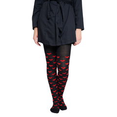 Malla Media Corazones Negro Mujer