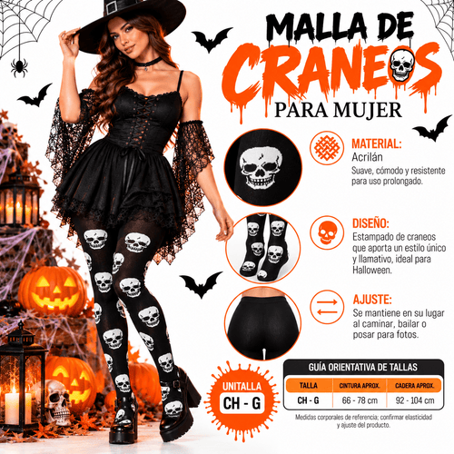 Mallas Diseño Cráneos Para Mujer - Don Calcetín