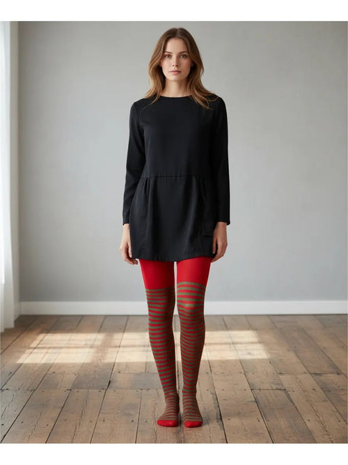Mallas Navideñas Caramelo Villancicos - Mujer Verde y Rojo - Don Calcetín