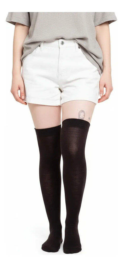 Calceta Larga Medieta Lisa Marón Oscuro