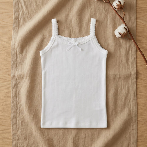 Camiseta Blanca Tirante Delgado con Moño by Don Calcetín