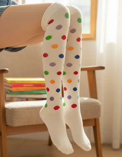 Calceta Larga Medieta Puntos Niña