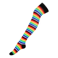 Calceta Larga Medieta Rayada Multicolor Negro