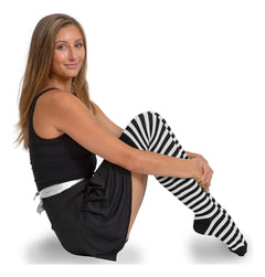 Calceta Larga Medieta Rayada Merlina Negro